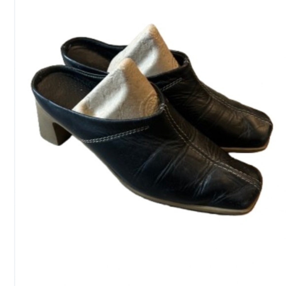 Rieker Black Genuine Leather Mules Stylish Comfort Footwear